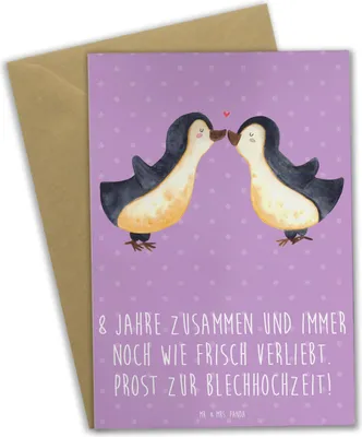 Produktbild von Mr. & Mrs. Panda Grußkarte 8. Hochzeitstag Blechhochzeit - Lavendeltraum - Geschenk, Liebe, osterkarten, Geschenke, feiern, hochzeitskarten, Heirat, Sprüche, Heiraten