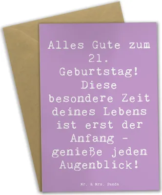 Produktbild von Mr. & Mrs. Panda Glückwunschkarte Spruch 21. Geburtstag Freude - Lavendeltraum - Geschenk, einladungskarten, weihnachtskarten, osterkarte, festliche Party, Meilenstein