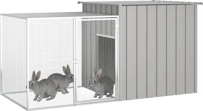 Zdjęcie produktu dla vidaXL Klatka dla królików szara 200x91x100 cm Stal ocynkowana