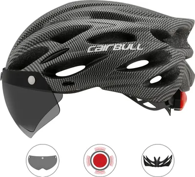 Produktbild von Cairbull Helmet Ultraleichtes Offroad-Mountainbike-Radfahren mit abnehmbarem Visor Taillight Carbon_M / L (54-61CM)