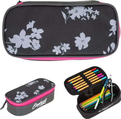 Produktbild von Mäppchen Box Large Elephant Hero Signature Federtasche Federmäppchen Pennal pencil case Blumen 12835 Grey Flower Pink Zip