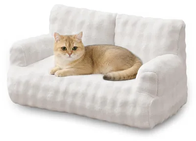 Katzenbett, weiche Katzenbank, 66 x 38 cm, cremeweiß