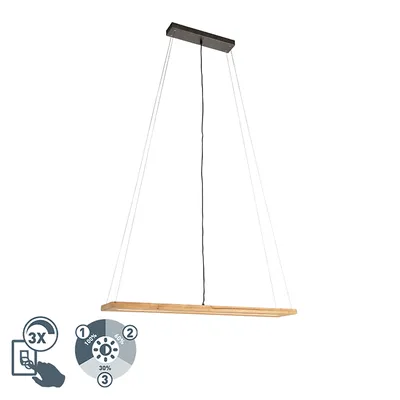 Produktbild von LED-Pendelleuchte - Braun - Nickel - Metall - Naturholz - 1-flammig - 100 x 150 cm - dimmbar
