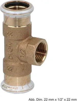 Produktbild von Geberit GE Mapress, Kupfer, T-Stück, d22, Rp1/2, 22mm, 1 Stk.
