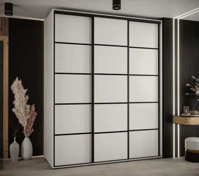 Produktbild von Kleiderschrank ASIRI 4 - 200/60 cm, weiß/schwarz
