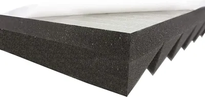 Produktbild von Akustikpur - Dreieck Profil - ca. 49 cm x 49 cm / 5cm - Color: Anthrazit/Schwarz - SELBSTKLEBEND - WAVE PANELS, Schallabsorber mit Dreieck profil, Akustikschaumstoff Lamellen Pyramiden Akustik Schaumstoff Akustik Dämmung