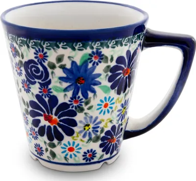 Produktbild von Original Bunzlauer Keramik 350 ml konischer Becher Teebecher Kaffeebecher Teetasse Ø 10,2 cm, H 8,6 cm Design DU126