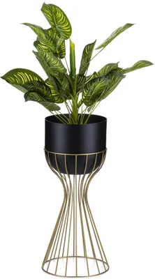 Zdjęcie produktu dla HowHomely | Stojak na kwiaty - metal - wysokość 46 cm - złoto-czarny - loft design - stabilny i elegancki