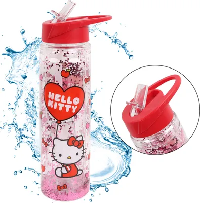 Obrázek produktu pro Plastová láhev s brčkem Hello Kitty, průhledná láhev na vodu 550 ml