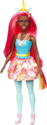 Image de Barbie Dreamtopia Licorne - Cheveux rouges et corne jaune - Poupée de mode