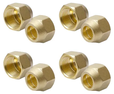8er Set Messing Bördelmuttern 1/2 Zoll für Kältemittelleitungen
