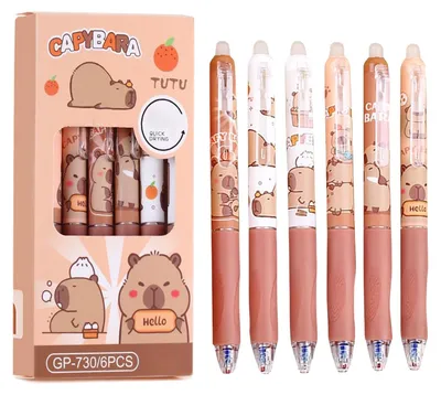 Produktbild von Set mit 6 radierbaren Gelstiften mit blauer Tinte, 0,5 mm