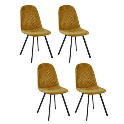 Produktbild von CasaDolce Esszimmerstuhl COLUMBIAD, 4er-Set, Kurkuma, 45x55x89 cm, gepolstert, Ziernähte, Metallbeine, 120 kg max. Belastung