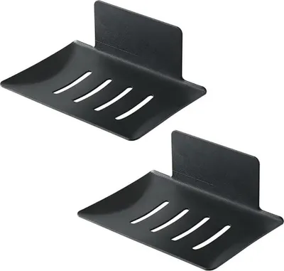 Image de Porte-savon - inox - sans perçage - 2 pièces - noir