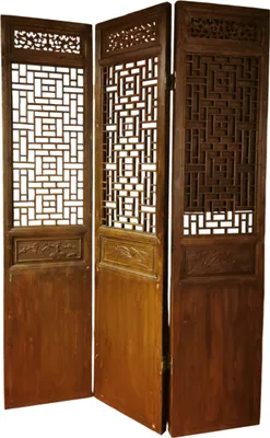 Immagine prodotto di Fine Asianliving Antico paravento cinese divisorio 3 pezzi intagliato a mano L156xH230cm