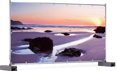 Produktbild von Wallario XXL Outdoor-Poster für Garten oder Balkon, Motiv Sonnenuntergang am einsamen Strand, in ca. 340 x 173 cm