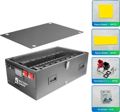 Obrázek produktu pro Box na baterie LiFePO4, Smart BMS, kovová konstrukce, černá prázdná krabice