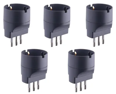 Zdjęcie produktu dla Electraline 92294. Zestaw 5 adapterów z wtykiem Schuko, mały, 10A, czarny