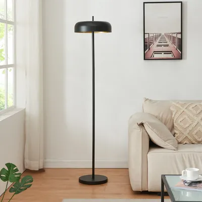 Obrázek produktu pro Stojací lampa 'Barton' 2 světla s nožním spínačem kov 159 cm černá