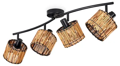 Produktbild von Obenetto moderne Deckenlampe aus Metall/Holz in Schwarz/Natur