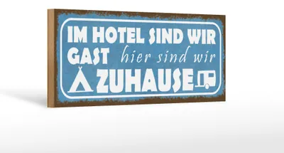 Produktbild von Holzschild Spruch 27x10cm Camping hier sind wir zuhause