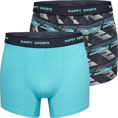 Produktbild von Happy Shorts Herren Retro Pants 2-Pack Solids - Graphic Print - Größe M