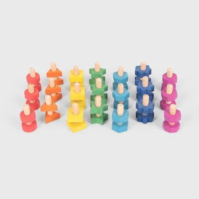 Zdjęcie produktu dla Tickit Rainbow Wooden Nuts & Bolts, 1 lat(a), Drewno, Wielobarwny