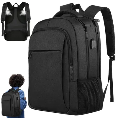 Produktbild von OKWISH Laptoprucksack Laptop Rucksack Wasserbeständig Laptoptasche für 17 zoll Laptop mit USB-Anschluss,Anti-Diebstahl,Backpack mit Laptopfach,Schwarz