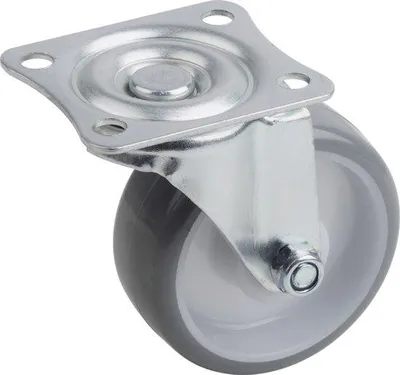 Obrázok produktu pre Polyuretánové koliesko Ø 75 mm – doska 70 x 59 mm – mäkké ložisko – valčekové ložisko – nosnosť 75 kg