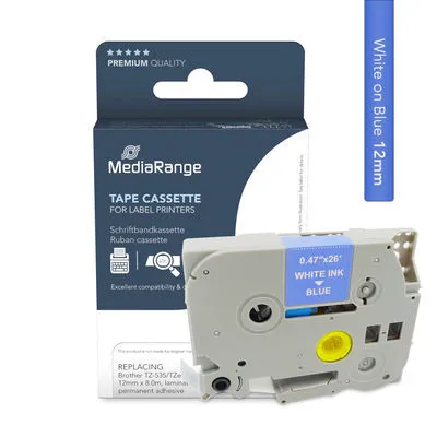 Immagine prodotto di MediaRange Schriftbandka. Brother TZ-535/TZe-535 12mm 8m ws