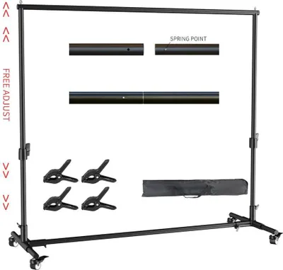 Obrázek produktu pro Sada fotografického pozadí, nastavitelná výška, snadná mobilita, 2x2M