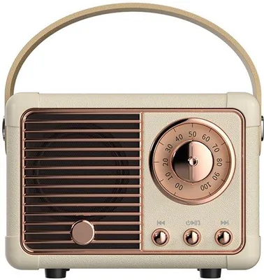 Image de Enceinte Bluetooth portable au son rétro avec caisson de basses - Blanc