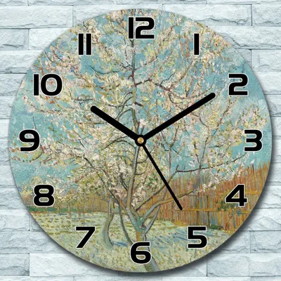 Produktbild von Wanduhr aus Glas Rund fi 30 Frühlingsbaumkunst Quarz Deko Schlafzimmer Büro