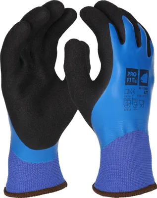 Produktbild von PRO FIT 477 Arbeitshandschuhe - Winter-Arbeitshandschuhe "Absolut Cool", Blau/Schwarz, aus Latexschaum, hoher Tragekomfort - 6 Paar, Gr. 9