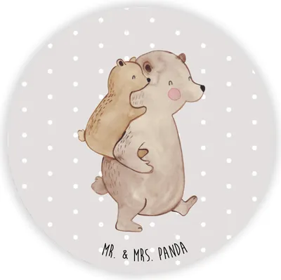 Produktbild von Mr. & Mrs. Panda Kühlschrankmagnet Papa Bär - Grau Pastell - Geschenk, Schwester, pinnwand magnet, Notizhalter, Vatertag, whiteboardmagnet, für magnettafel, Vati