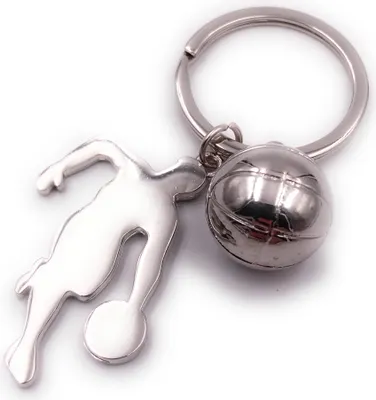 Produktbild von Onwomania Schlüsselanhänger Basketball Spieler Ball Silber Anhänger Keychain