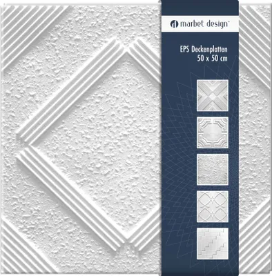 Produktbild von Deckenplatten aus Styropor EPS - Deckenpaneele leicht & robust im modernen Design - (10QM Sparpaket CHICAGO 50x50cm) Deckenplatten Feuchtraum Decke