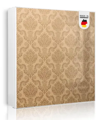 Produktbild von banjado Schlüsselkasten aus Metall, 30x30cm groß mit 32 Haken, als Magnettafel nutzbar, Korpus weiß, Anschlag links, Tapete Beige [SKGW2 10057]