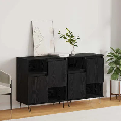 Image de Buffet vidaXL, 2 pièces, noir, aspect chêne, 60 x 35 x 70 cm
