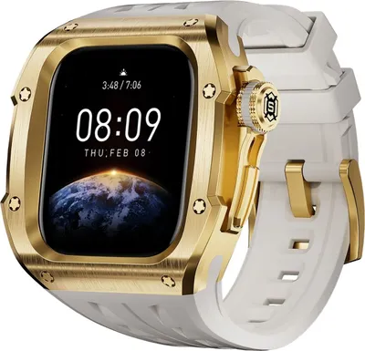 Produktbild von Für Apple Watch Series 10 46mm Hochwertiges Silikon Arm Band mit Metall Gehäuse
