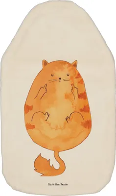 Produktbild von Mr. & Mrs. Panda Wärmflasche Katze Mittelfinger - Weiß - Geschenk, Cat, Katzen, wärmebeutel, Wärmflaschen, Flauschige, Cats, Miau, Wärmekissen, Kuschelwärmflasche