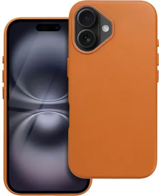 Productafbeelding van Leren hoesje voor iPhone 16, compatibel met MagSafe, kleur: oranje
