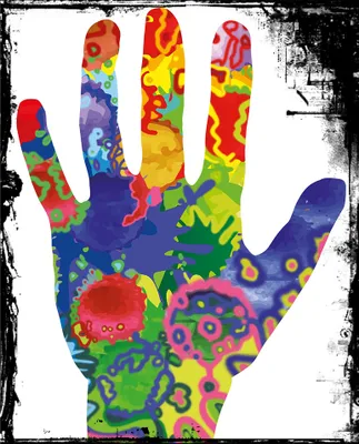 Produktbild von Kunstdruck auf Leinwand - Bunte Hand - Wanddeko, Canvas cm. 50x60