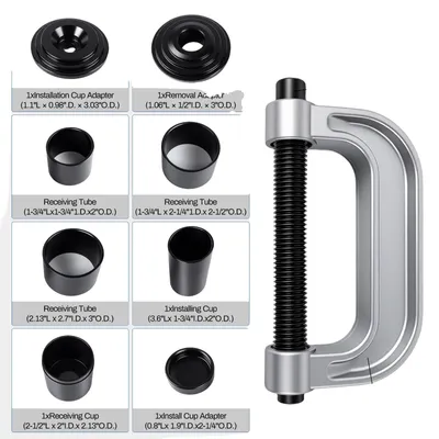 Produktbild von Kugelgelenk-Presse-Kit, Schwerlast geschmiedeter Stahl, Tragetasche 28 cm x 8 cm x 38 cm, Kompatibel mit 2WD und 4WD, Enthält 4WD-Adapter, 10-teiliges Werkzeugset