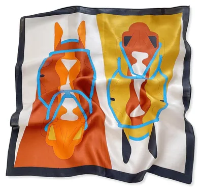 Produktbild von Omgoods – Seidentuch für Damen mit Pferde-Motiv, 53 x 53 cm