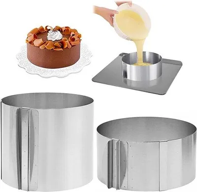 Immagine prodotto di Anello per torte regolabile, 15 cm, acciaio inossidabile, antiscivolo, 2 pezzi