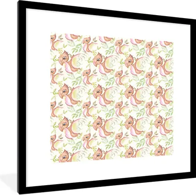 Produktbild von MuchoWow® Gerahmtes Poster Dinosaurier - Braun - Kinderzimmer - Mädchen - Rosa 40x40 cm - Poster mit Schwarzem Bilderrahmen Wandposter Rahmen Foto Bilder - Poster - Plakat im Rahmen
