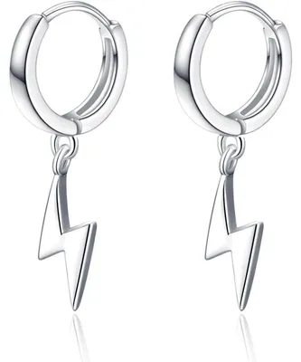 Produktbild von Creolen Sterling Silber 925 Schwarz Kreuz Sterne Blitz 24,5mm x 5mm 3,92g Geschenkbox