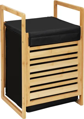 Produktbild von WENKO Polyester Wäschetruhe Ecori in Schwarz 40 x 60 x 35 cm