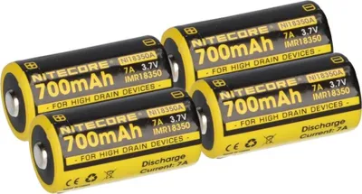 Image de 4x Nitecore batterie Li-Ion type 18350 IMR (NI18350A) 700mAh pour lampes
